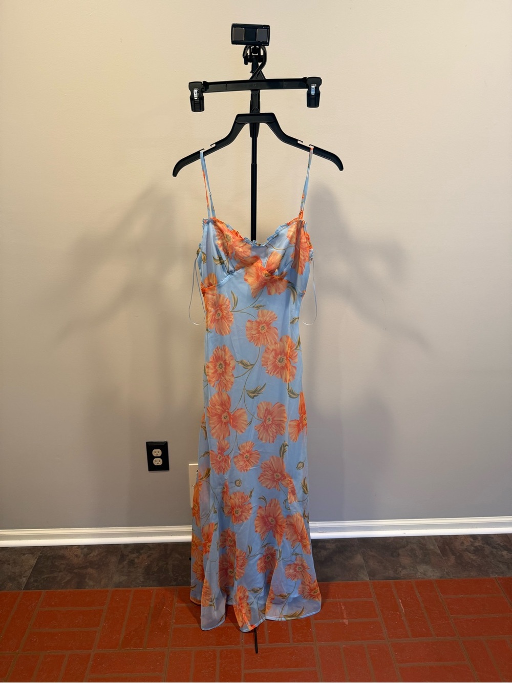 Altar'd State Blue Maxi Slip Dress by ASTR the label with Orange Floral Print - Picture 4 of 7